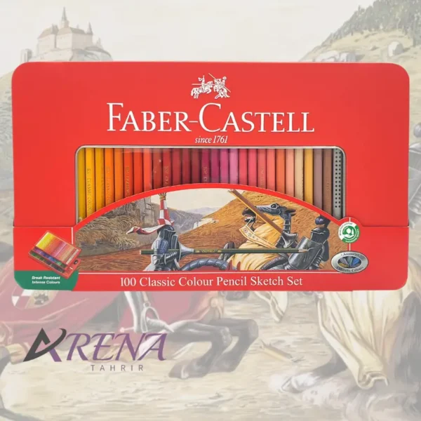 مداد رنگی 100 رنگ فابر کاستل جعبه فلزی Classic