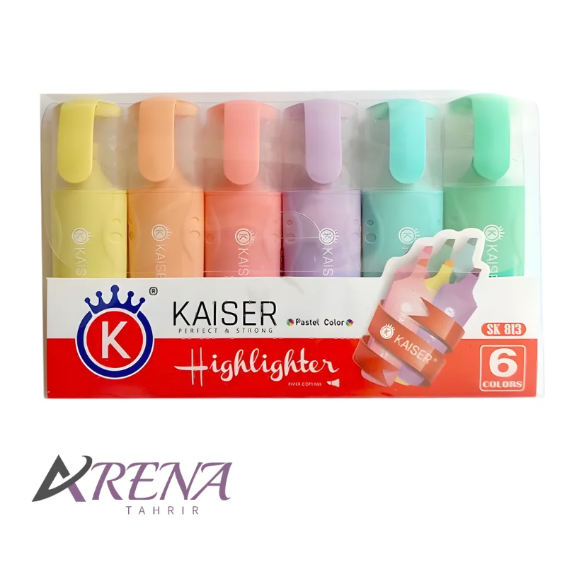 ماژیک هایلایتر پاستلی کایزر بسته 6 عددی SK813